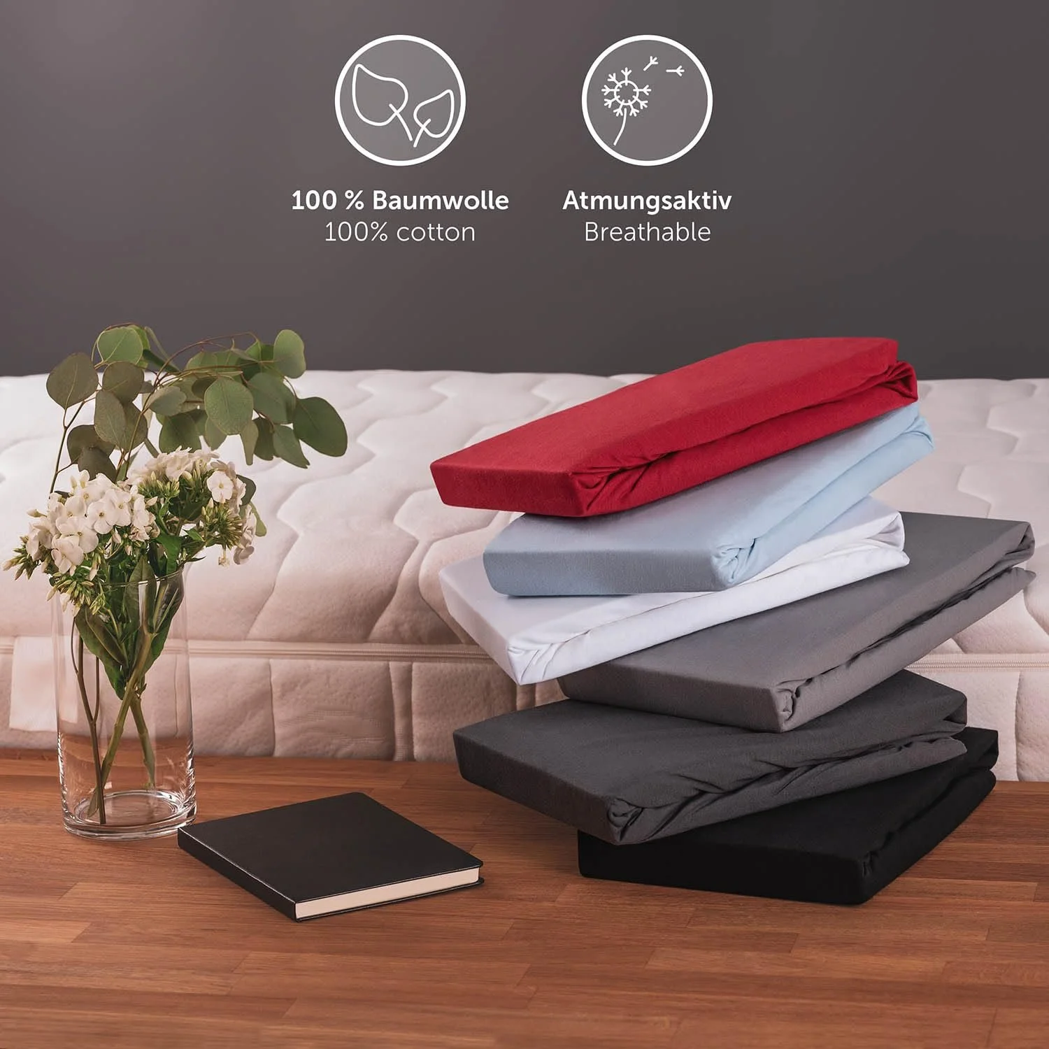 Простыня на резинке Blumtal Premium Jersey Oeko-Tex Certified для кровати Box Spring 270 x 200 см Хлопок Серый, фото №8