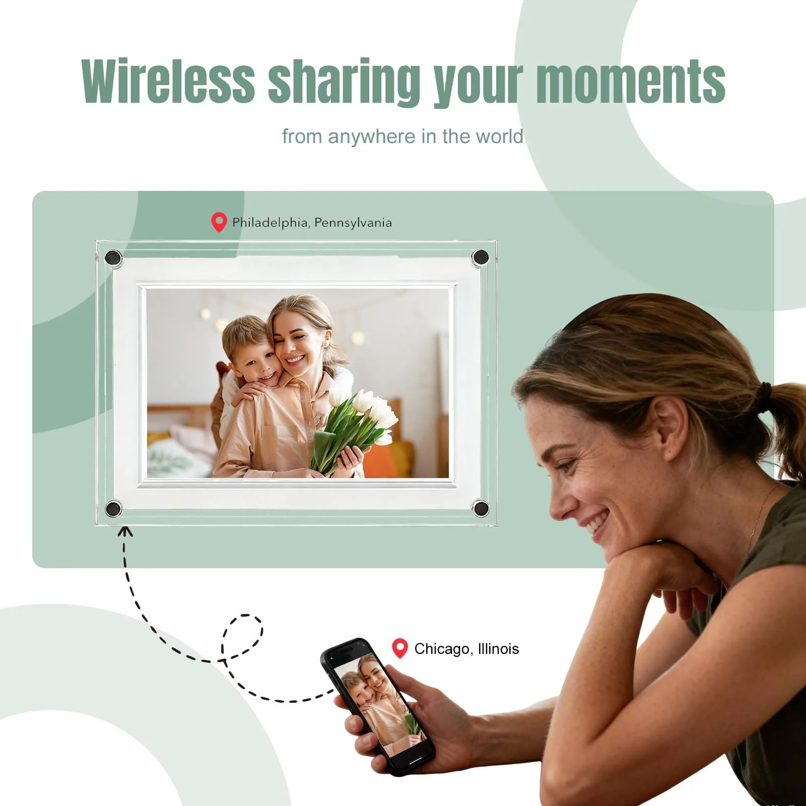 Цифровая фоторамка 10.1 дюйма WiFi Slim Acrylic Design 32GB IPS Touch HD, фото №5