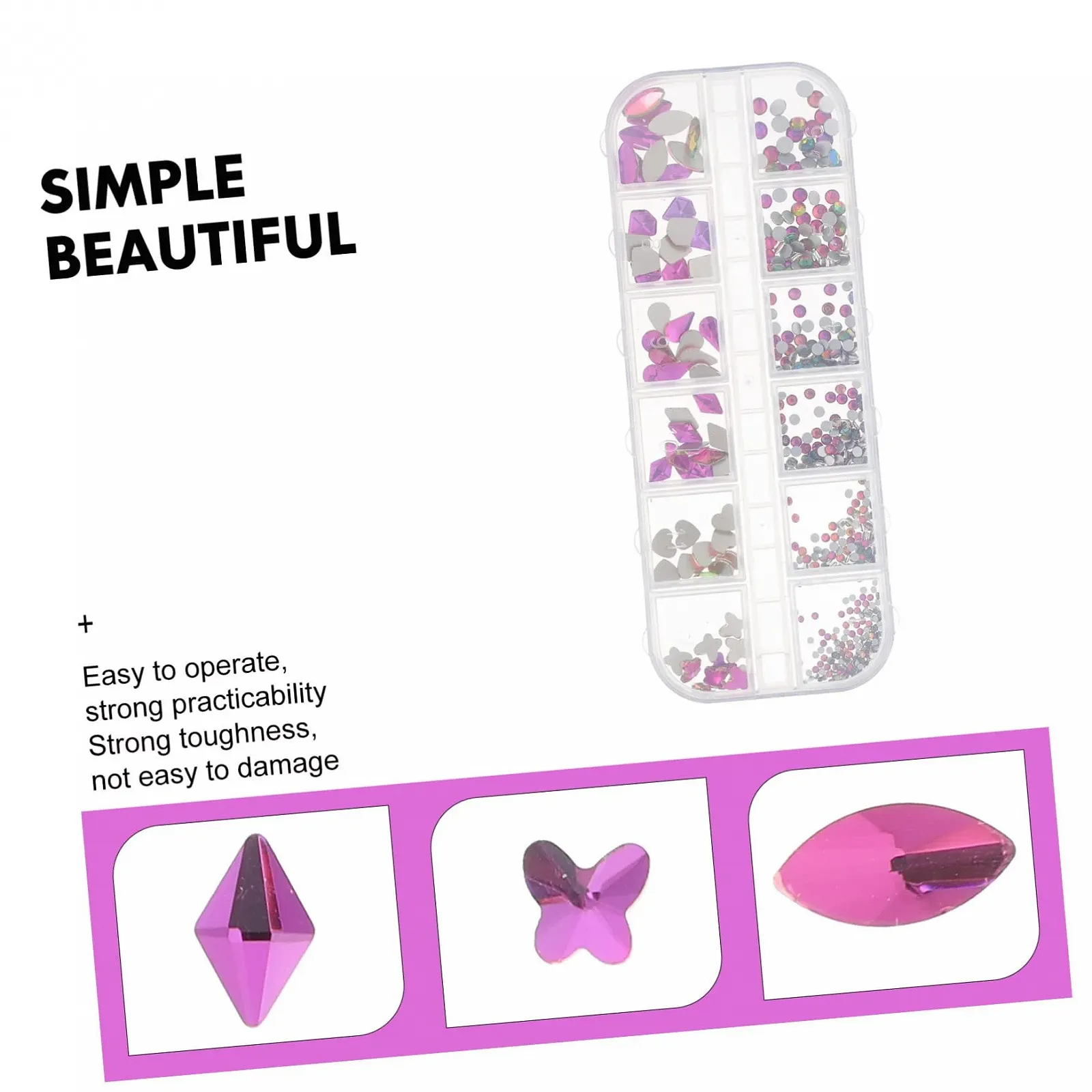 Украшения для ногтей ABOOFAN Металл Наклейки Самоцветы Аппликации Украшения Фиолетовая смола, фото №4