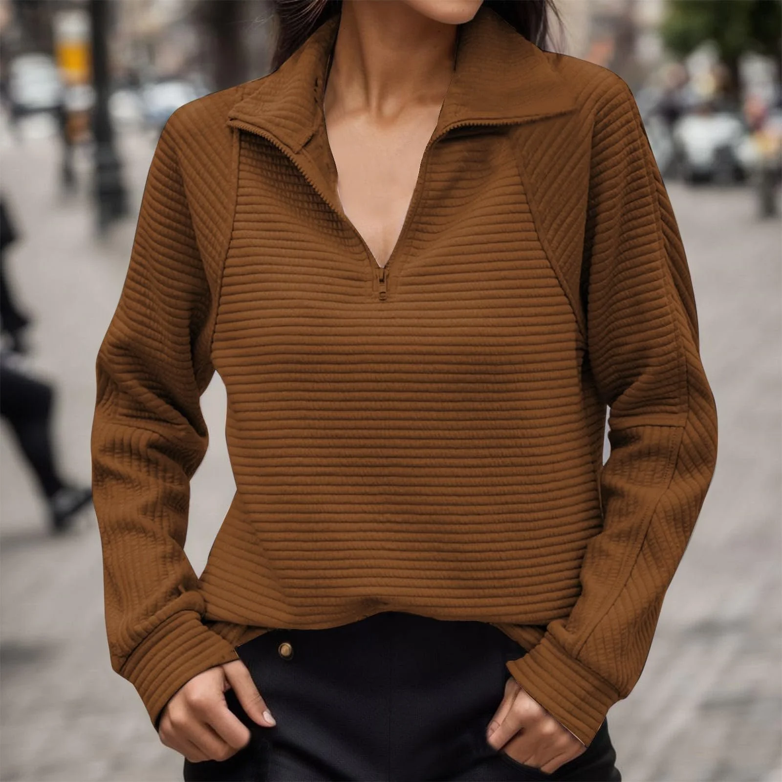 Женские свитшоты на молнии, удобные, зимние, осенние, модные, на молнии, с воротником, одежда, с длинными рукавами, с рисунками, милые, однотонные, свитшоты, фото №2 Женские свитшоты на молнии, удобные, зимние, осенние, модные, на молнии, с воротником, одежда, с длинными рукавами, с рисунками, милые, однотонные, свитшоты, фото №2