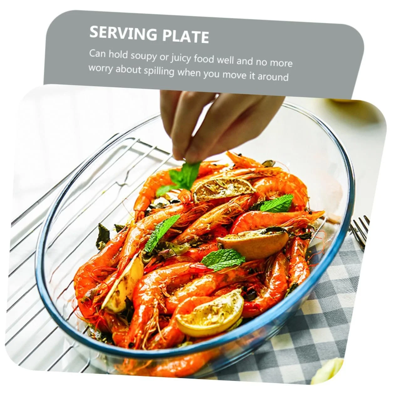 Форма для запекания TOYANDONA стеклянная овальная для духовки и микроволновой печи прозрачная, фото №6