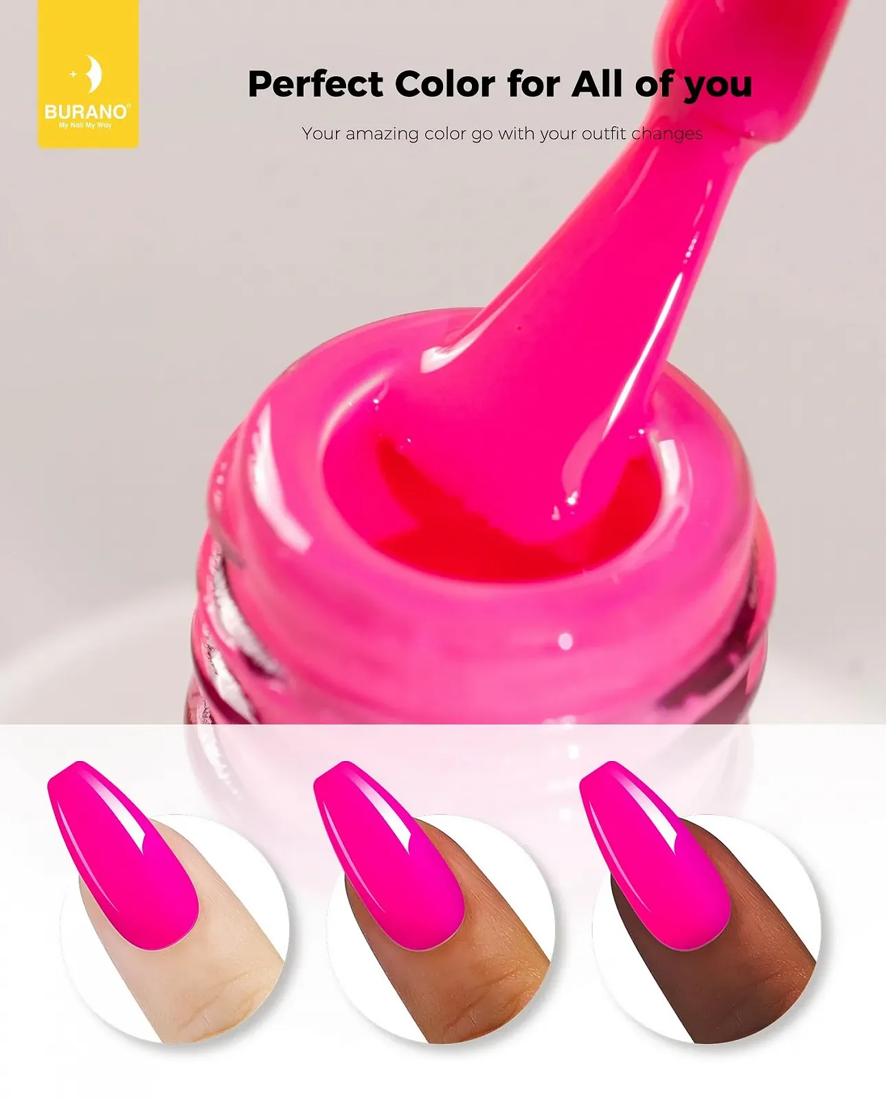 Гель-лак BURANO Літня Колекція Hot Pink 692, фото №3