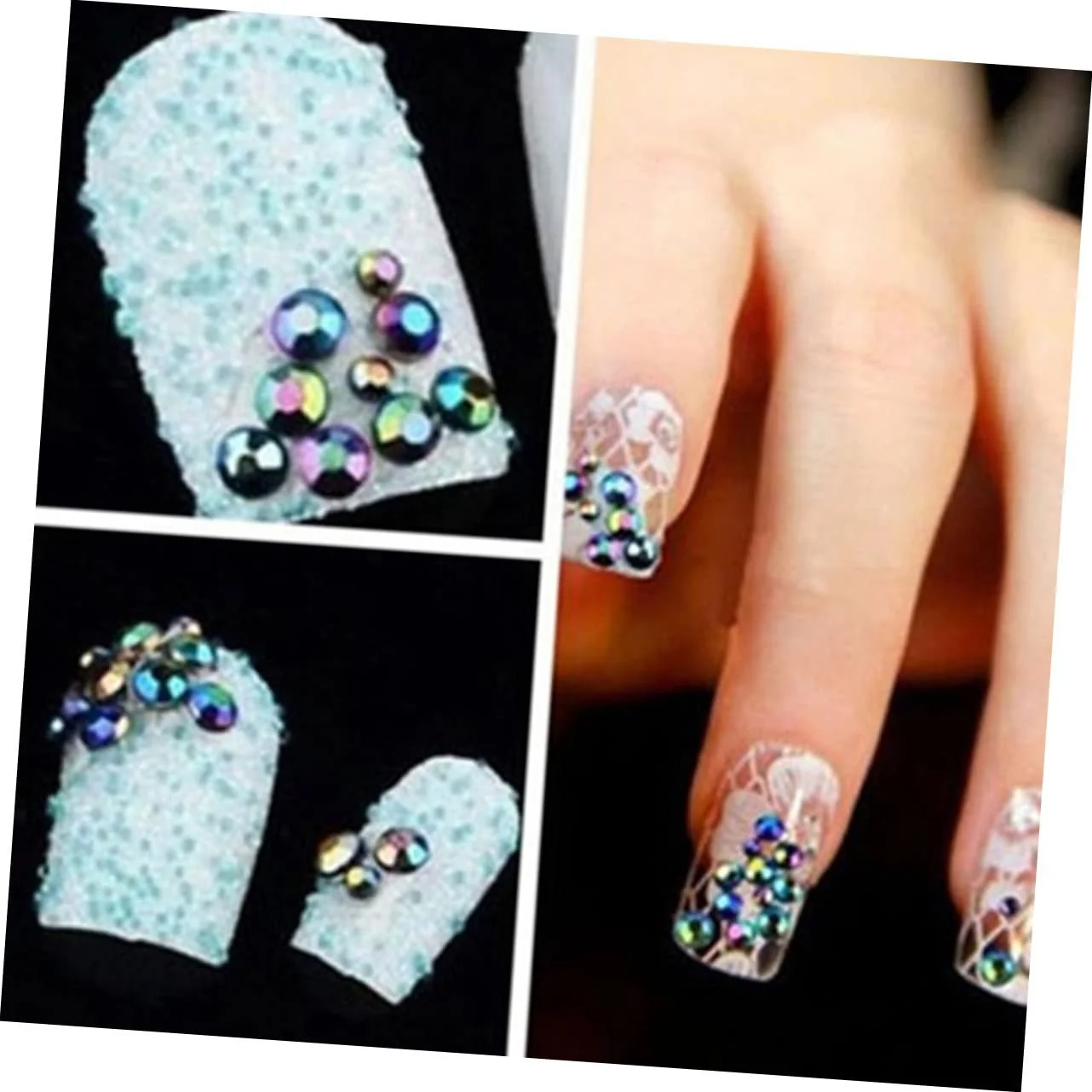 Діаманти для нігтів Healvian 12, Стрази з плоскою задньою частиною, Саморобні, фото №8