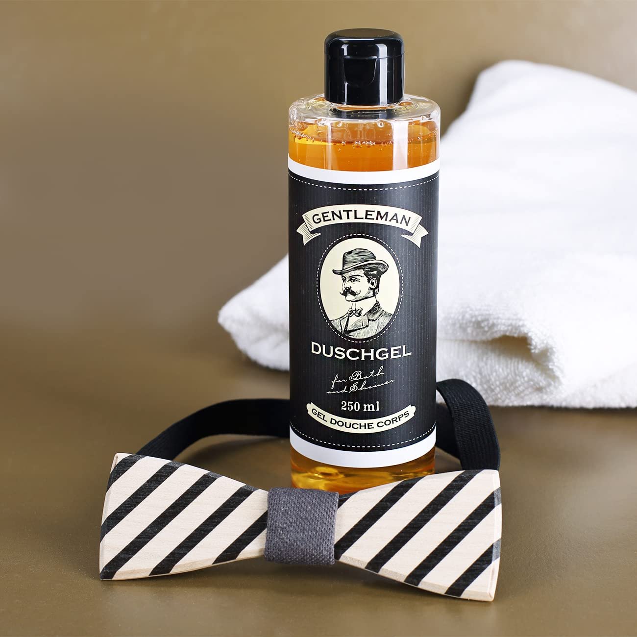 Гель для душа и деревянный галстук-бабочка Gentleman Подарочный набор для мужчин, фото №3