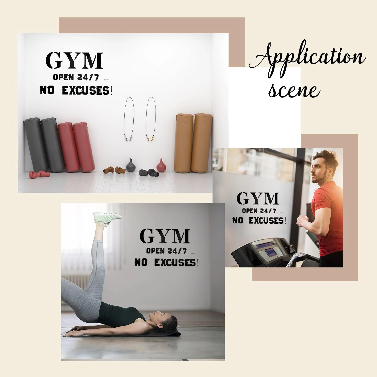 Наклейка на стіну SUPERDANT Gym Open 24/7 No Excuses Вінілова 58 x 35.5 см, фото №7