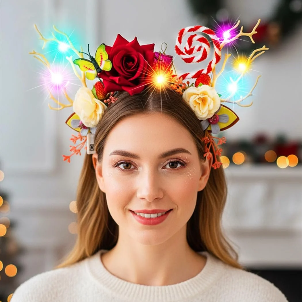 Обруч Рождественский со светодиодами, фото №2