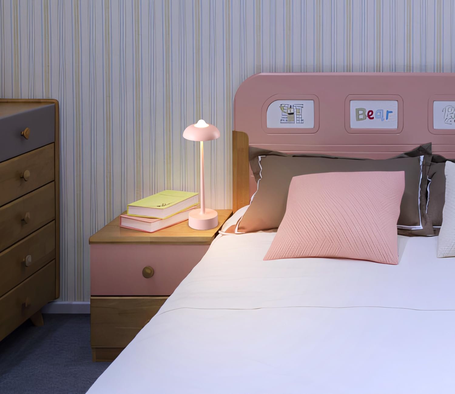 Настільна лампа DAWALIGHT акумуляторна LED сенсорна IP44 2700-6500K рожева, фото №6