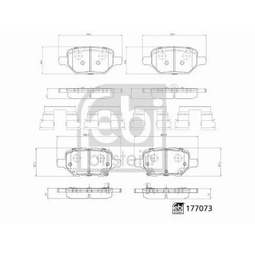Комплект тормозных колодок, дисковый тормоз FEBI BILSTEIN 177073 для OPEL VAUXHALL CHEVROLET, фото №2 Комплект тормозных колодок, дисковый тормоз FEBI BILSTEIN 177073 для OPEL VAUXHALL CHEVROLET, фото №2