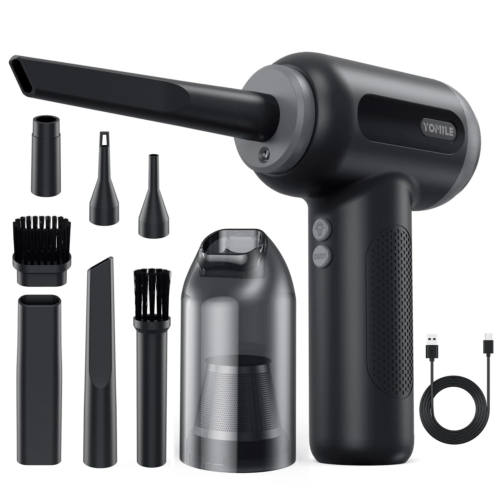 Акумуляторний очищувач повітря 2 в 1 Yomile 150 000 об/хв з міні-автопилососом 9000 мАг, фото №1 Акумуляторний очищувач повітря 2 в 1 Yomile 150 000 об/хв з міні-автопилососом 9000 мАг, фото №1