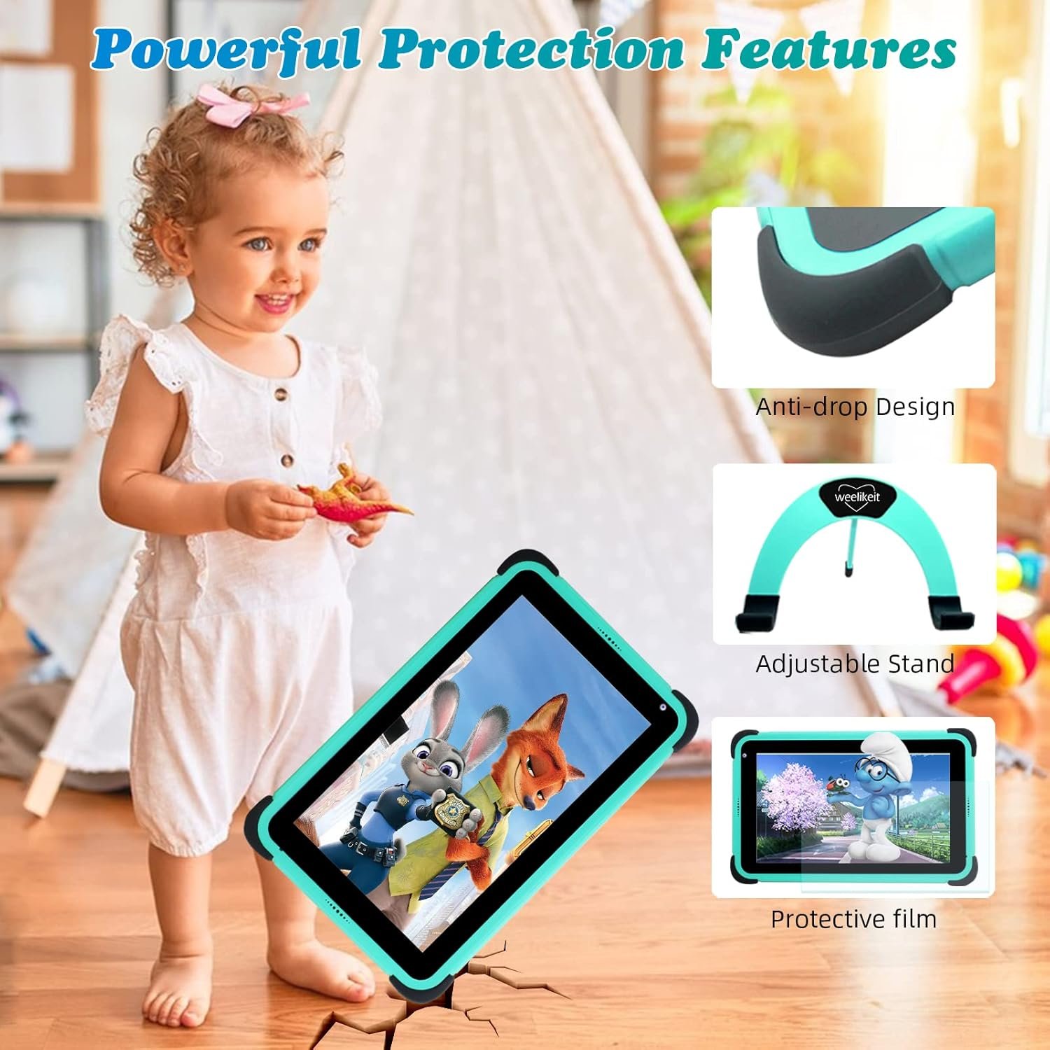 Планшет 8" Weelikeit C85W 2/32GB 4 ядра Android 13 Чорно-зелений, фото №5