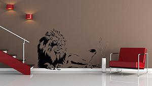 Наклейка на стену No. 127 Lion Africa Tiger Tree 59 x 90 см synthetic.ua - Фото 1