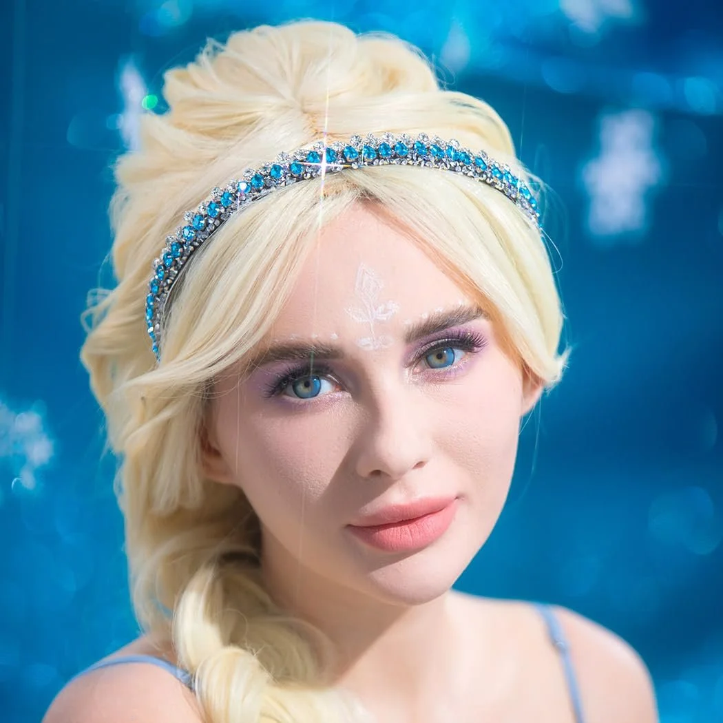 Обруч для волосся зі стразами Glitter Blue Crystal Тонкий, фото №2