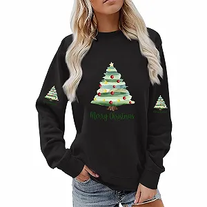 Женская Толстовка 2024 Holiday Spirit Top Рождественский Принт Смешная Надпись Пуловер С Длинными Рукавами Круглый Вырез - Фото 1