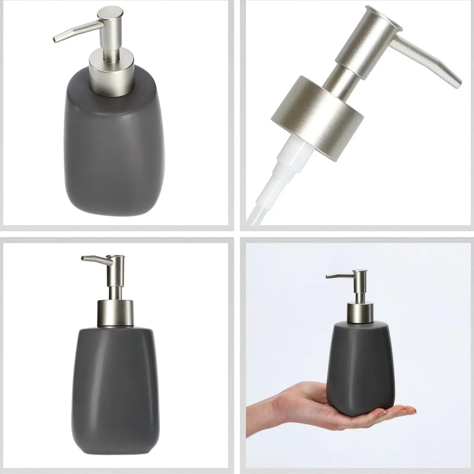 Набір для ванної кімнати KADAX, 2 предмети, кераміка, Стакан і Диспенсер, Антрацит, фото №4 Набір для ванної кімнати KADAX, 2 предмети, кераміка, Стакан і Диспенсер, Антрацит, фото №4