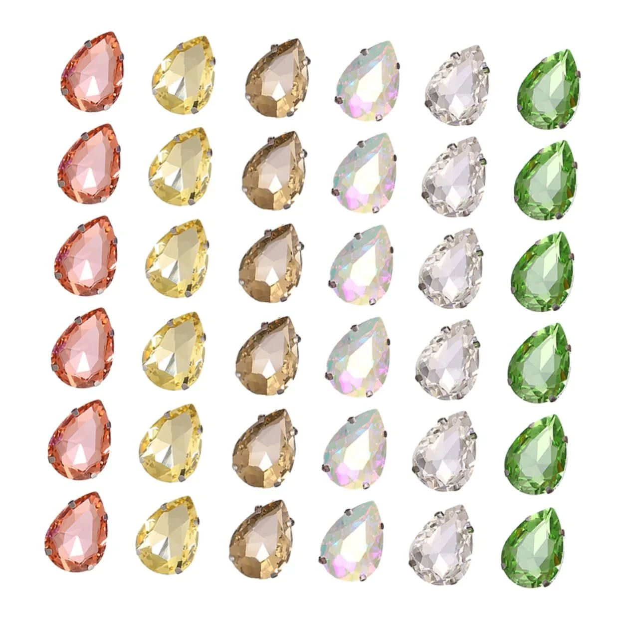 Хрустальные стразы Lurrose Каплевидные в оправе, 150 шт, смешанные цвета, фото №2