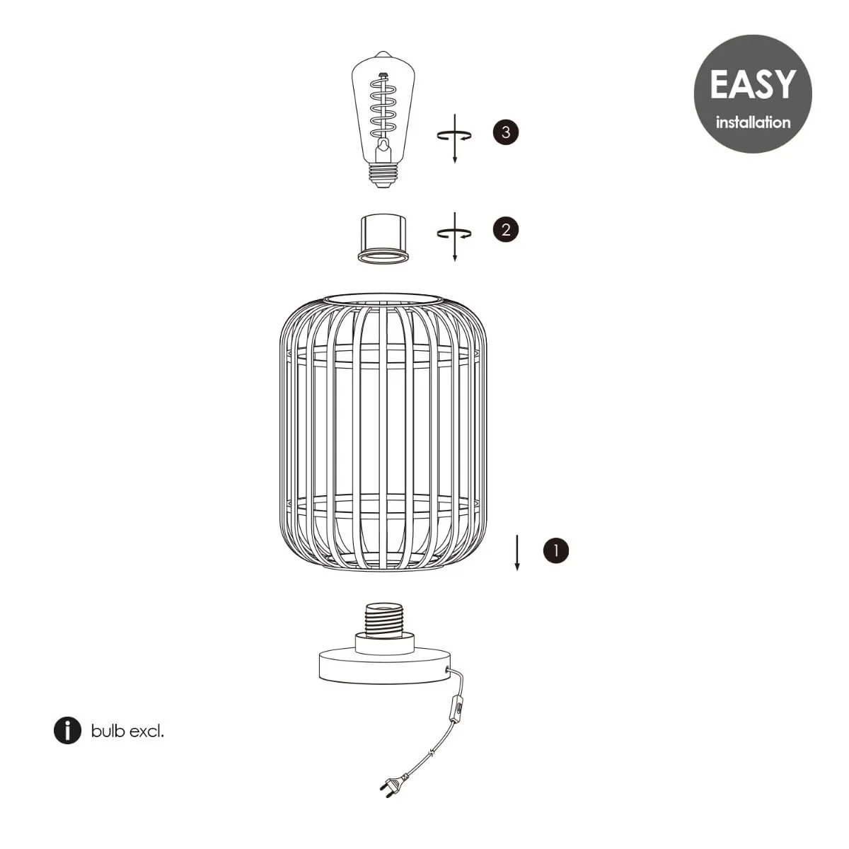 Настільна лампа Home Sweet Home Bohemian 21.5x21.5x30 см E27 Бамбук Чорна, фото №7