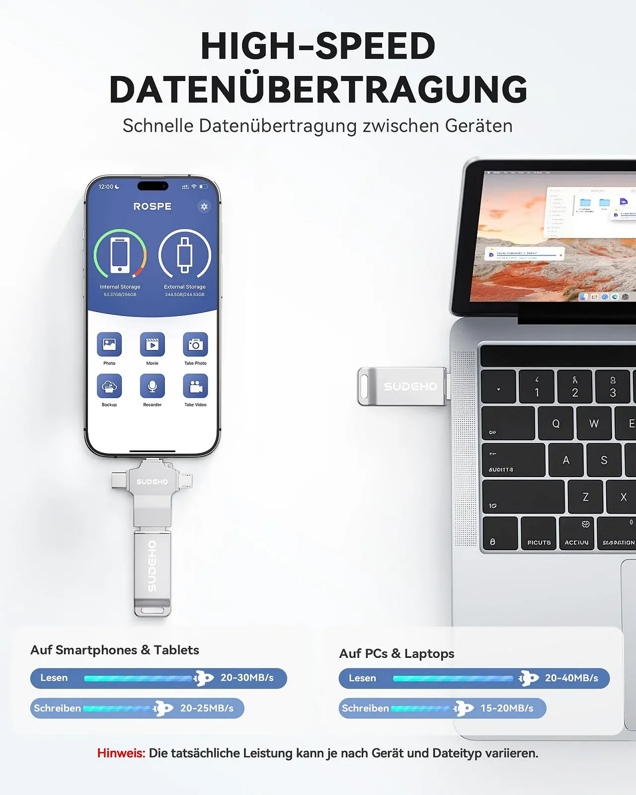 USB-флеш-накопичувач SUDEHO 256GB MFi Certified 4 in 1 USB 3.0 Сріблястий, фото №3 USB-флеш-накопичувач SUDEHO 256GB MFi Certified 4 in 1 USB 3.0 Сріблястий, фото №3