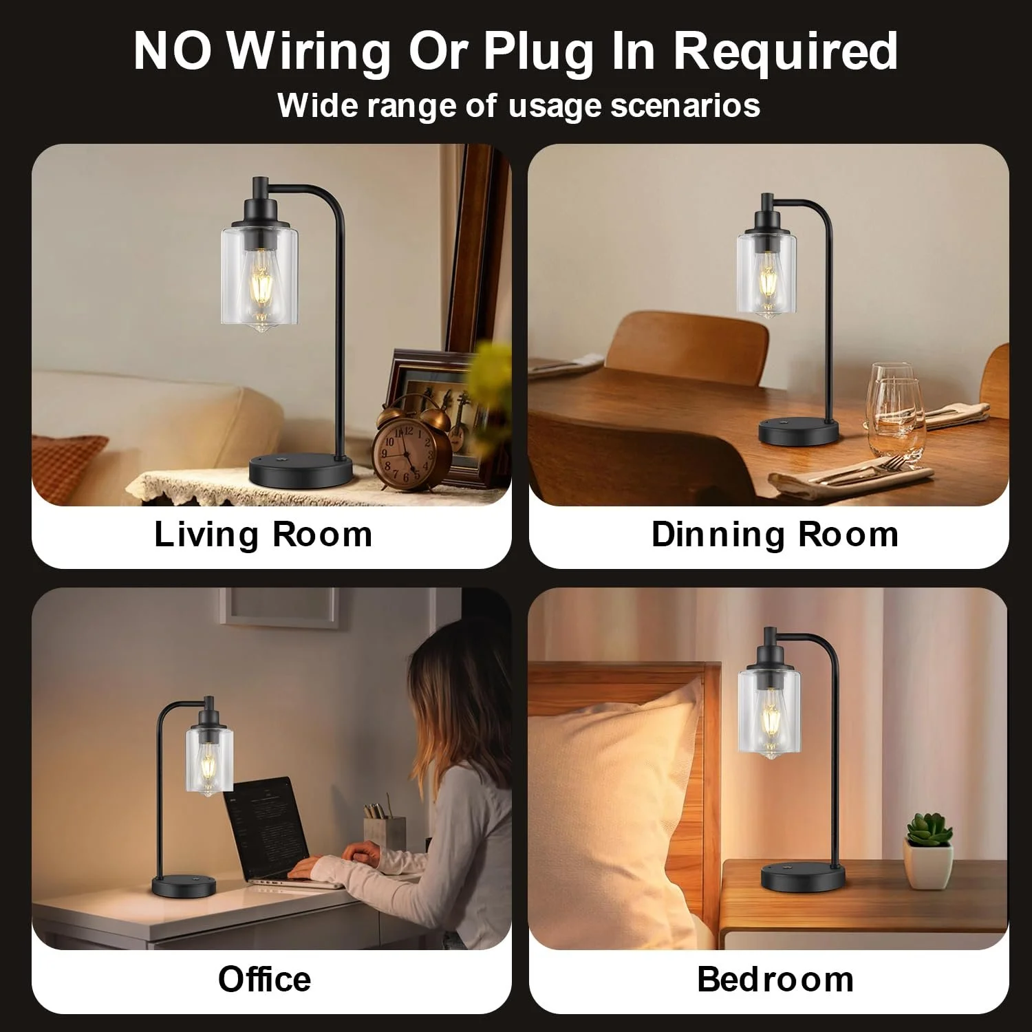 Настільна лампа Linkenail 2 шт. 8000 mAh USB з пультом Чорний, фото №6