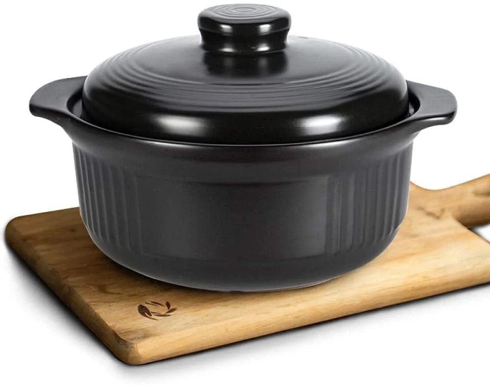 Кастрюля керамическая dtkmkj, глиняная, терракотовая, для тушения, черная, объемом 3 л., фото №2 Кастрюля керамическая dtkmkj, глиняная, терракотовая, для тушения, черная, объемом 3 л., фото №2