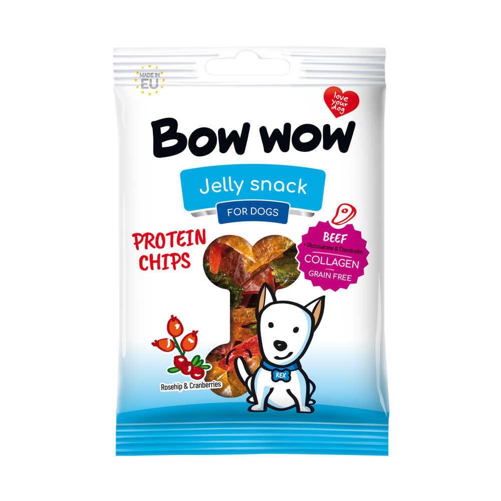 Лакомство для собак BowWow Jelly snack протеиновые чипсы с говядиной шиповником клюквой и коллагеном 60 г, фото №1