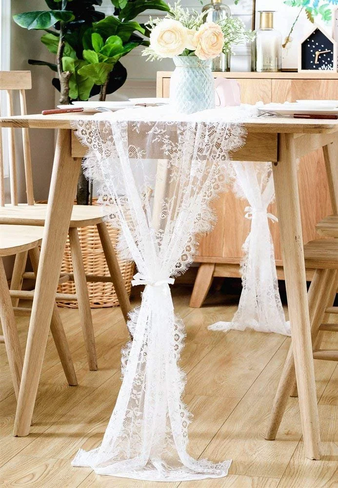 Скатертина-доріжка White Lace 150 x 300 см Мереживна Вінтажна Біла, фото №3