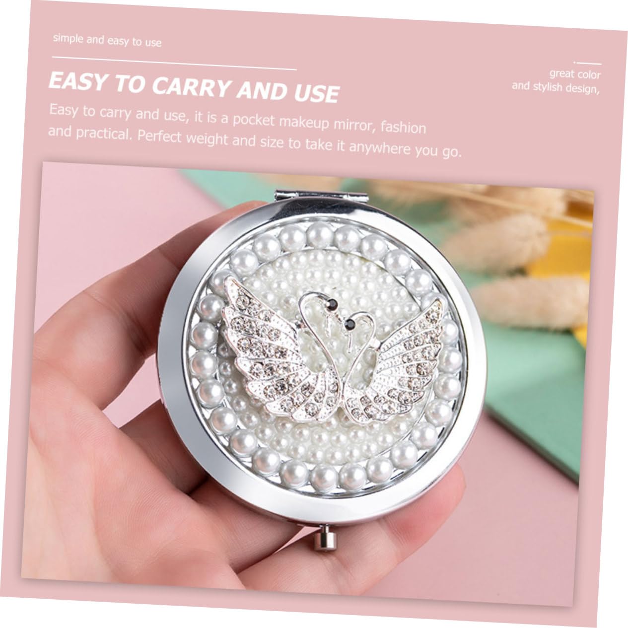 Ручное зеркало Angoily Набор 4 Swan металлические с бриллиантами, фото №2 Ручное зеркало Angoily Набор 4 Swan металлические с бриллиантами, фото №2