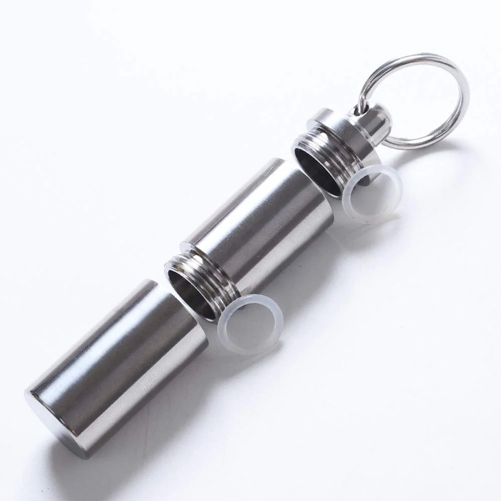 Коробка для таблеток AZXAZ Портативна таблетниця Органайзер для таблеток Брелок-підвіска Двошаровий тримач для ліків Чистий титан Водонепроникна Відкрита пляшка для таблеток для кемпінгу, походів, подорожей, фото №4