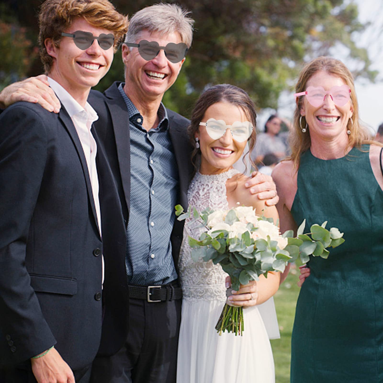 Сонцезахисні окуляри у формі серця, Набір 8 штук, Прозорі ретро, фото №7