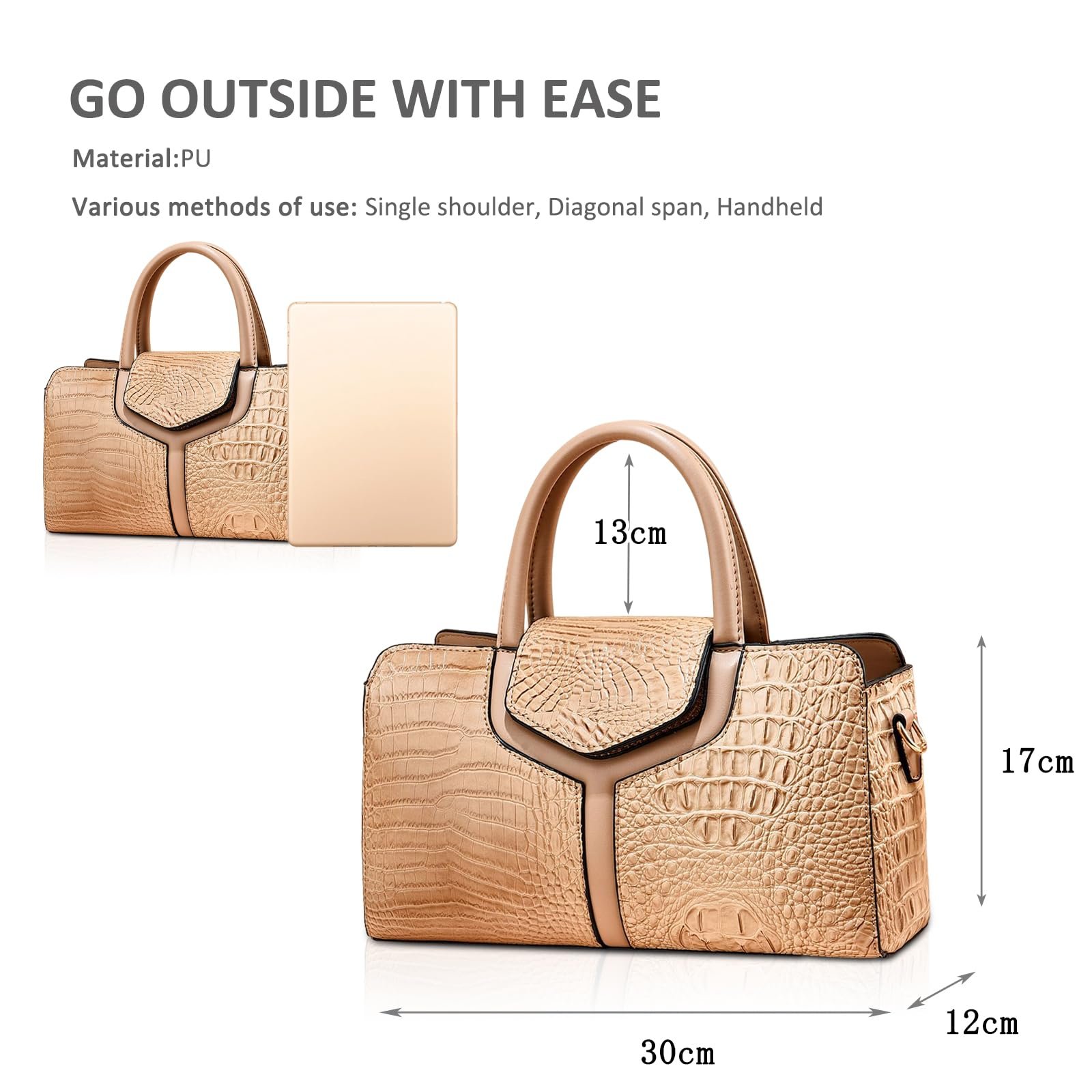 Сумка NICOLE & DORIS, жіноча, з верхньою ручкою, з крокодиловим візерунком, шкіряна PU, кольору хакі, фото №4