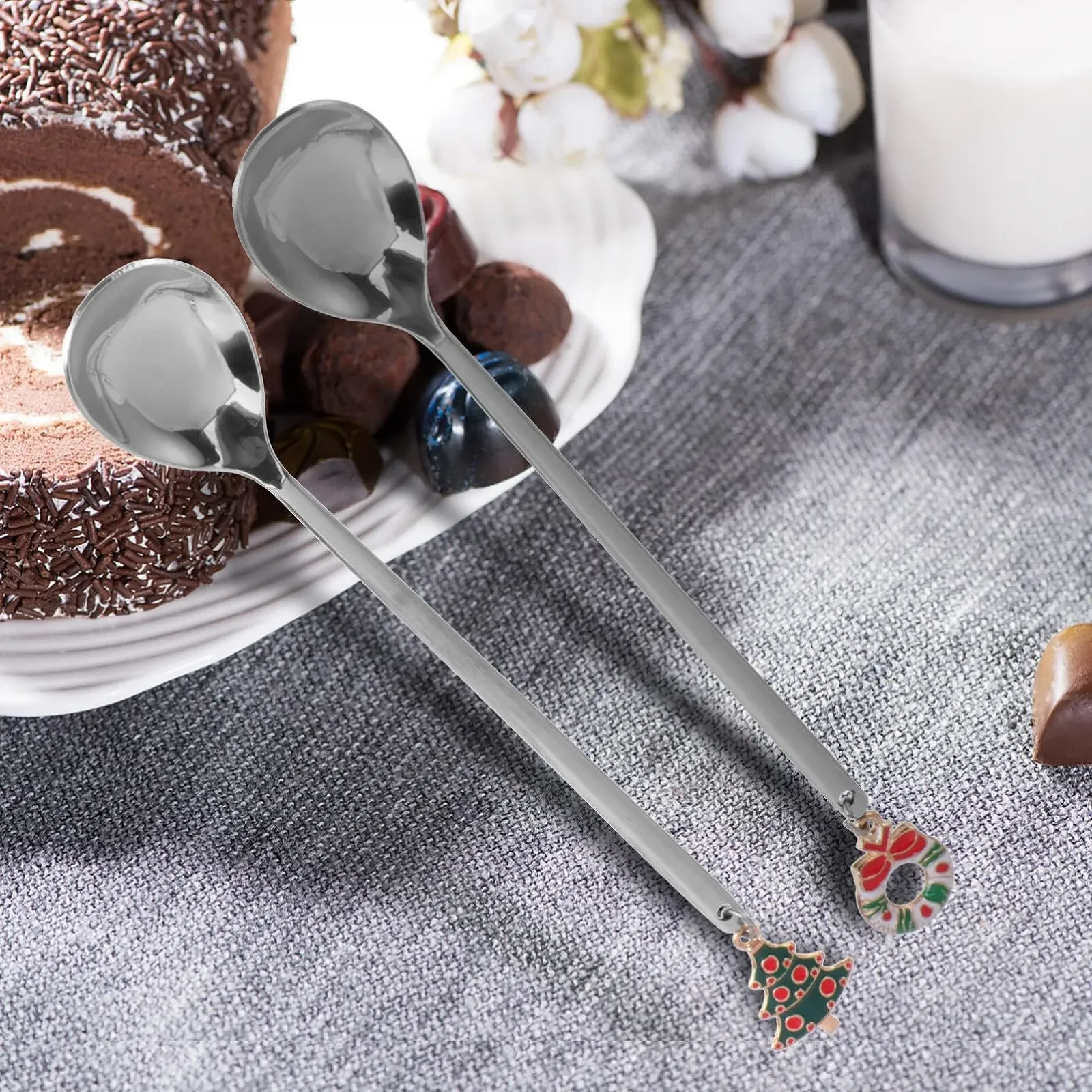 Набір різдвяних ложок Hemoton, 4 шт, різдвяні, фото №6