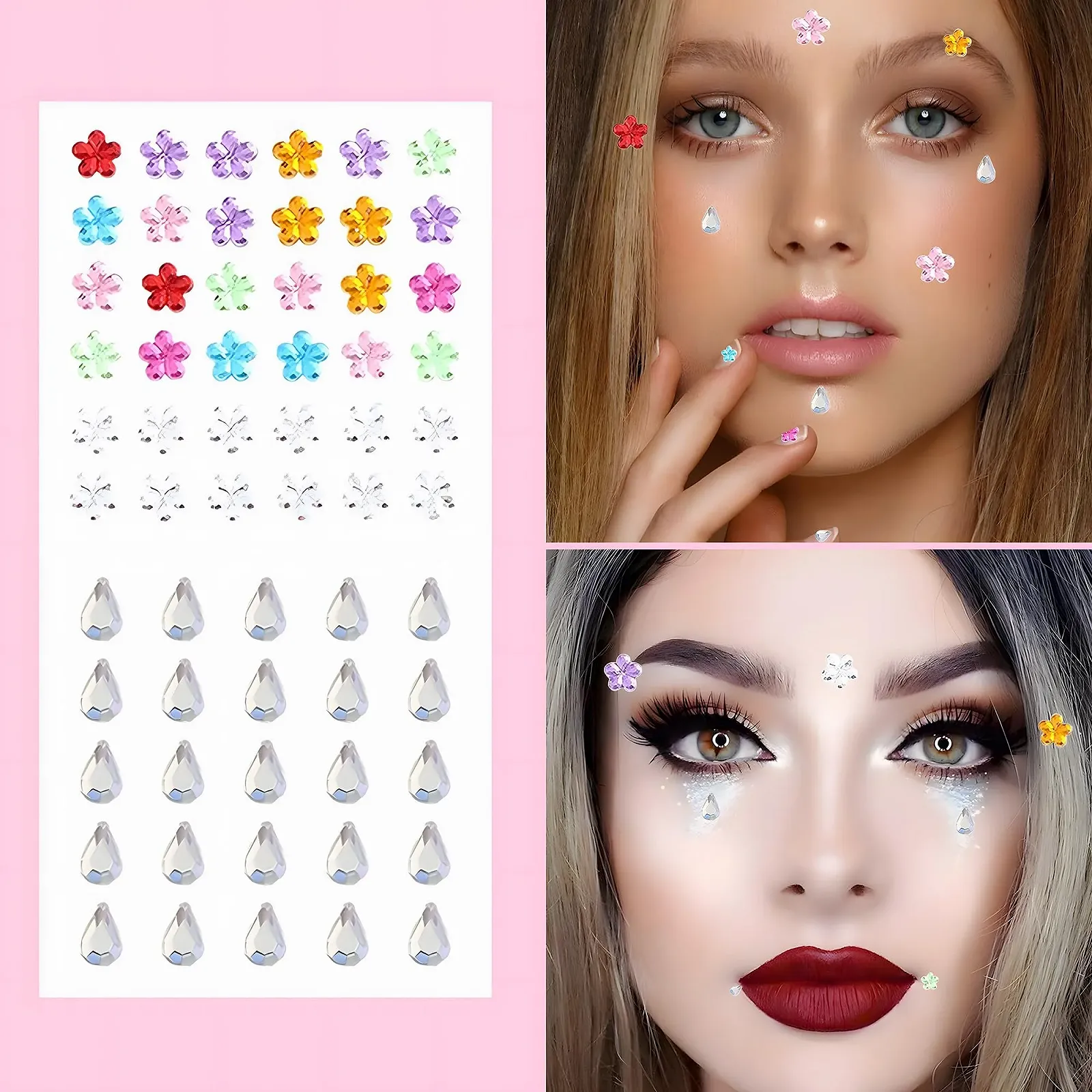 Набор наклеек с блестками 16 шт. + пинцет Разноцветные и разных размеров, фото №4