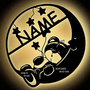 Світильник Urhome Snooze Light Sleeping Bear with Moon Stars LED Теплий білий Індивідуальний Дерев'яне Освітлення кімнати Нічник для дитини - Фото 1