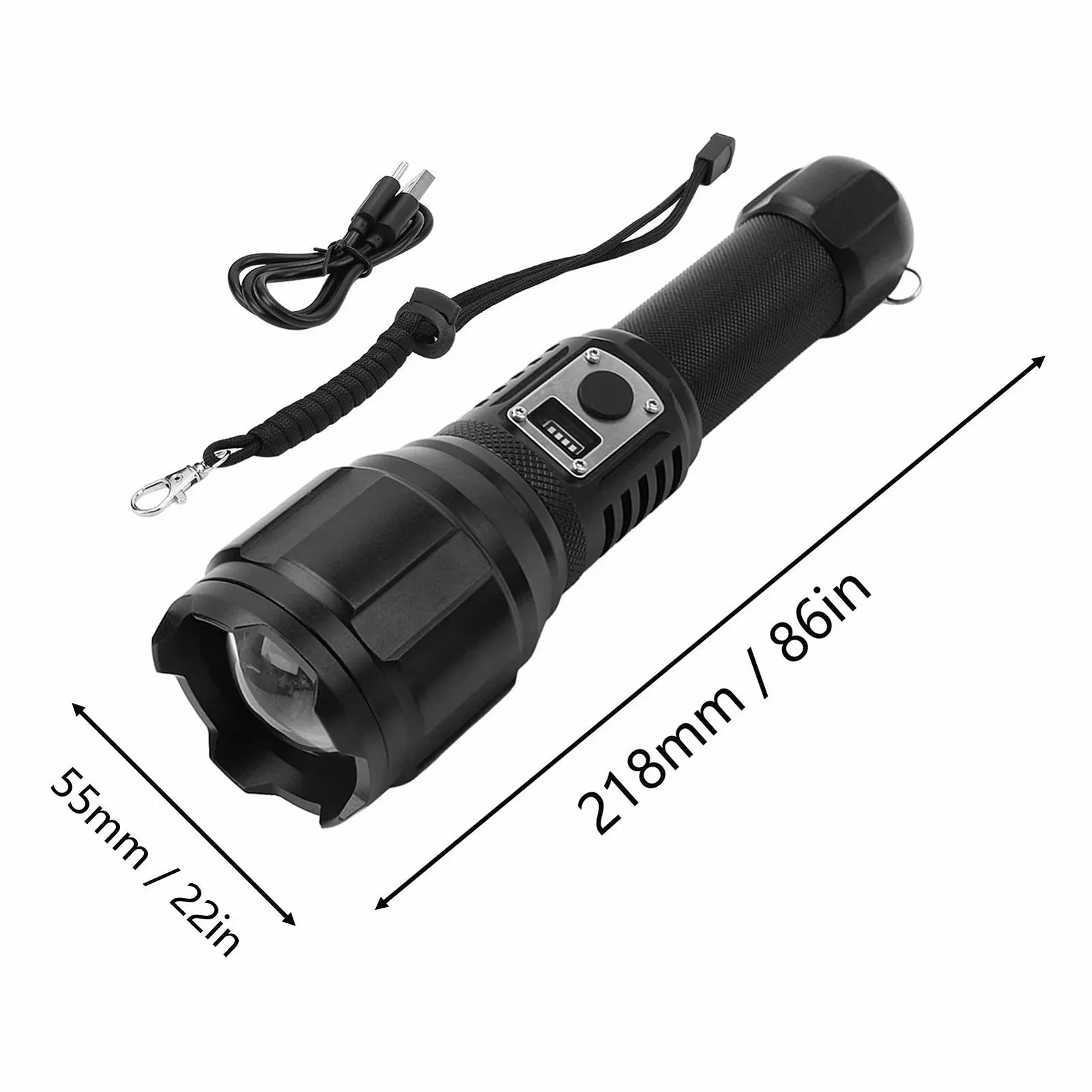 Ліхтар LED Type C Ручний Регульований Фокус 5 Режимів Чорний, фото №2