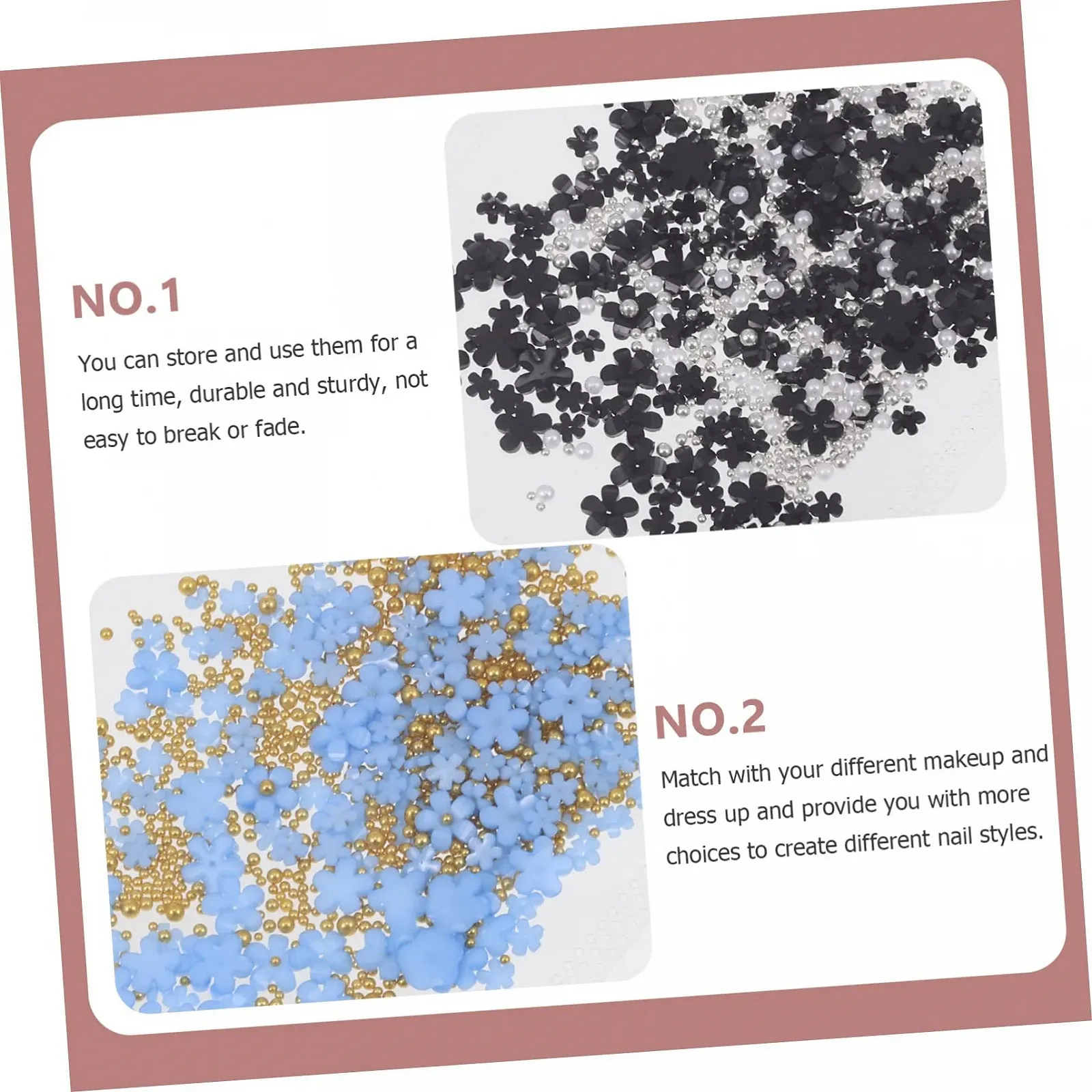 Украшение для ногтей FRCOLOR 3 шт., 2 шт. для ногтей с пятью лепестками, розовый декор, стразы, 3D цветы для ногтей, акриловые украшения для ногтей, акриловые цветы из смолы, фото №6