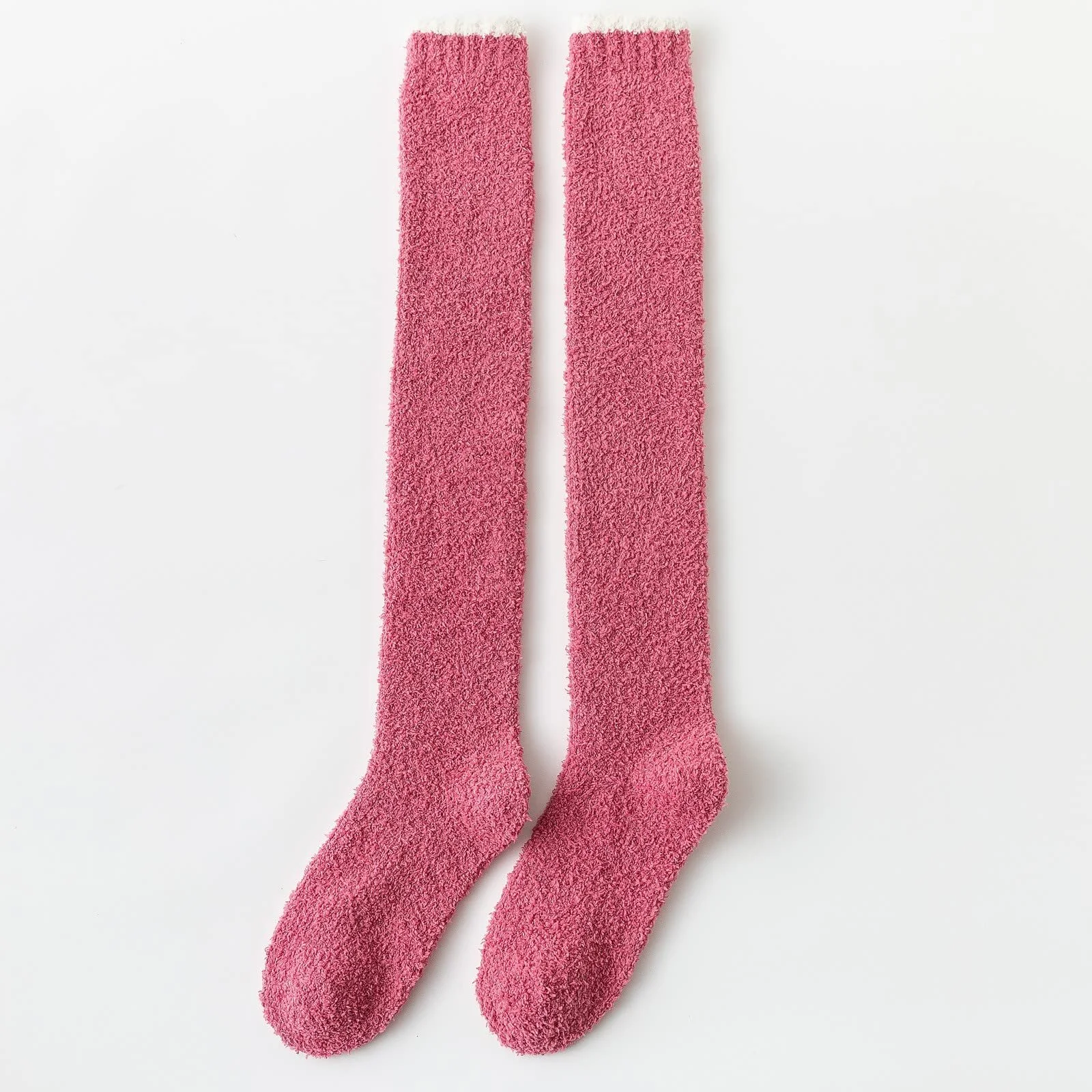 Женские зимние термо гольфы до колена, высокие плюшевые гольфы из кораллового флиса, фото №4