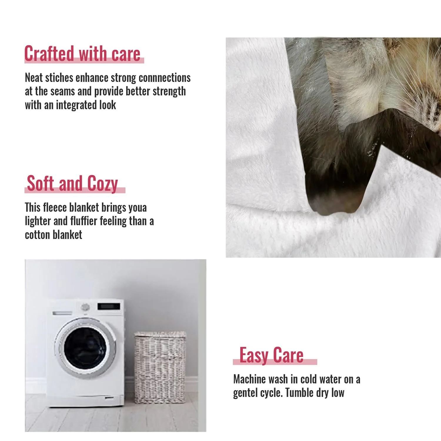 Покривало YISUMEI Фланель М'яка Флісова Покривало для Ліжка 75 x 100 см Пара Милих Котів, фото №5