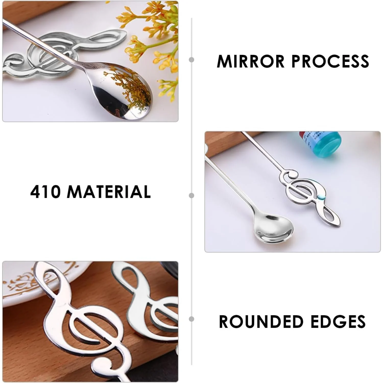 Ложка Кавова Набір 4 шт. Нотний Cтан з Нержавіючої Сталі, фото №3 Ложка Кавова Набір 4 шт. Нотний Cтан з Нержавіючої Сталі, фото №3