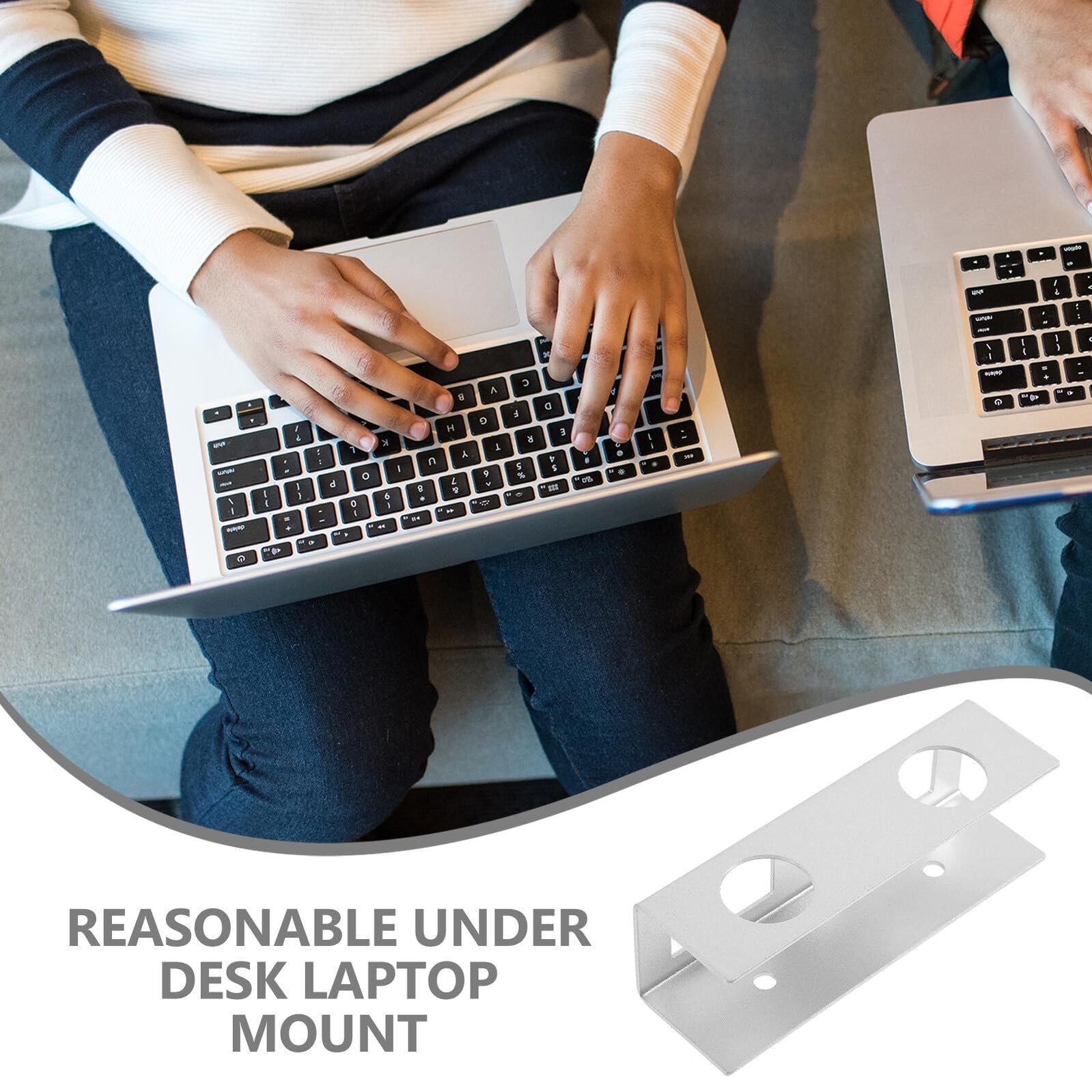 Металлический держатель для ноутбука под стол Platzsparende Многофункциональный для организации рабочего стола Безопасное хранение Элегантный серебристый дизайн, фото №9