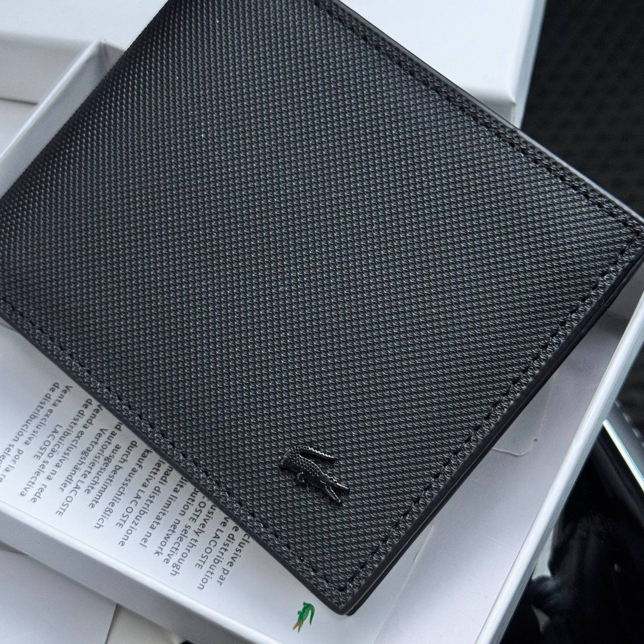 Чоловічий гаманець Lacoste чорне портмоне Лаокста, фото №3