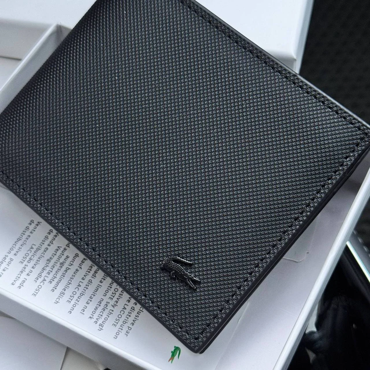 Чоловічий гаманець Lacoste чорне портмоне Лаокста, фото №3