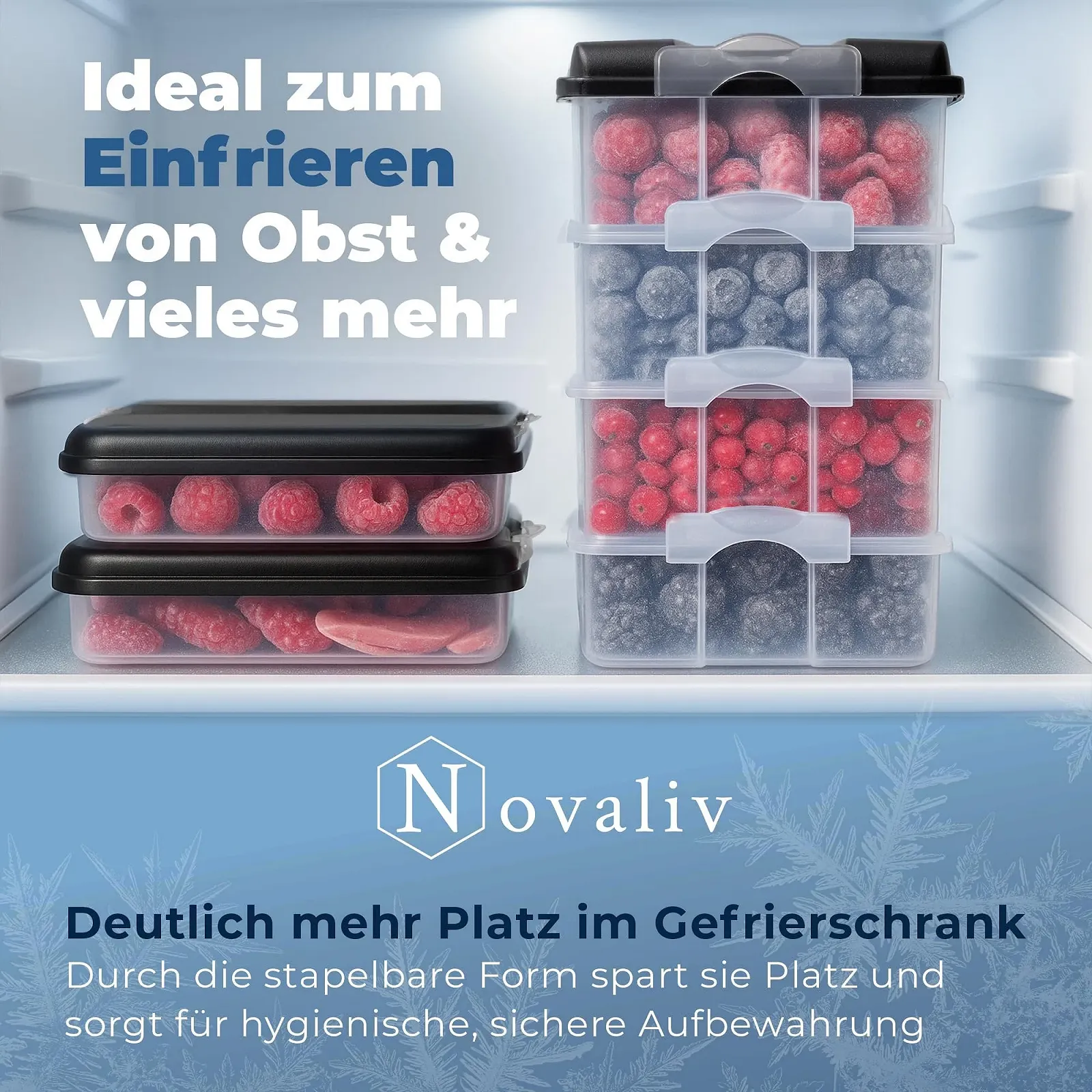 Контейнери для зберігання продуктів Novaliv штабельовані великі 2 шт. Прозорий, фото №5 Контейнери для зберігання продуктів Novaliv штабельовані великі 2 шт. Прозорий, фото №5