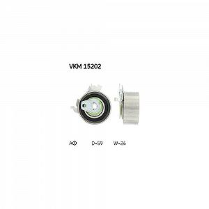 Ролик натягувача ременя ГРМ SKF VKM 15202 для OPEL VAUXHALL CHEVROLET DAEWOO нижній - Фото 1
