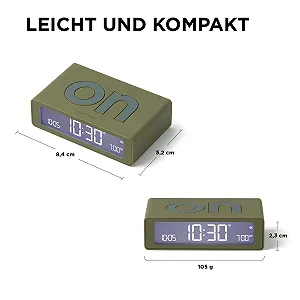 Цифровий будильник Lexon Flip Mini Travel, світлодіодний, з функцією вкл./викл., регульованою яскравістю synthetic.ua - Фото 1
