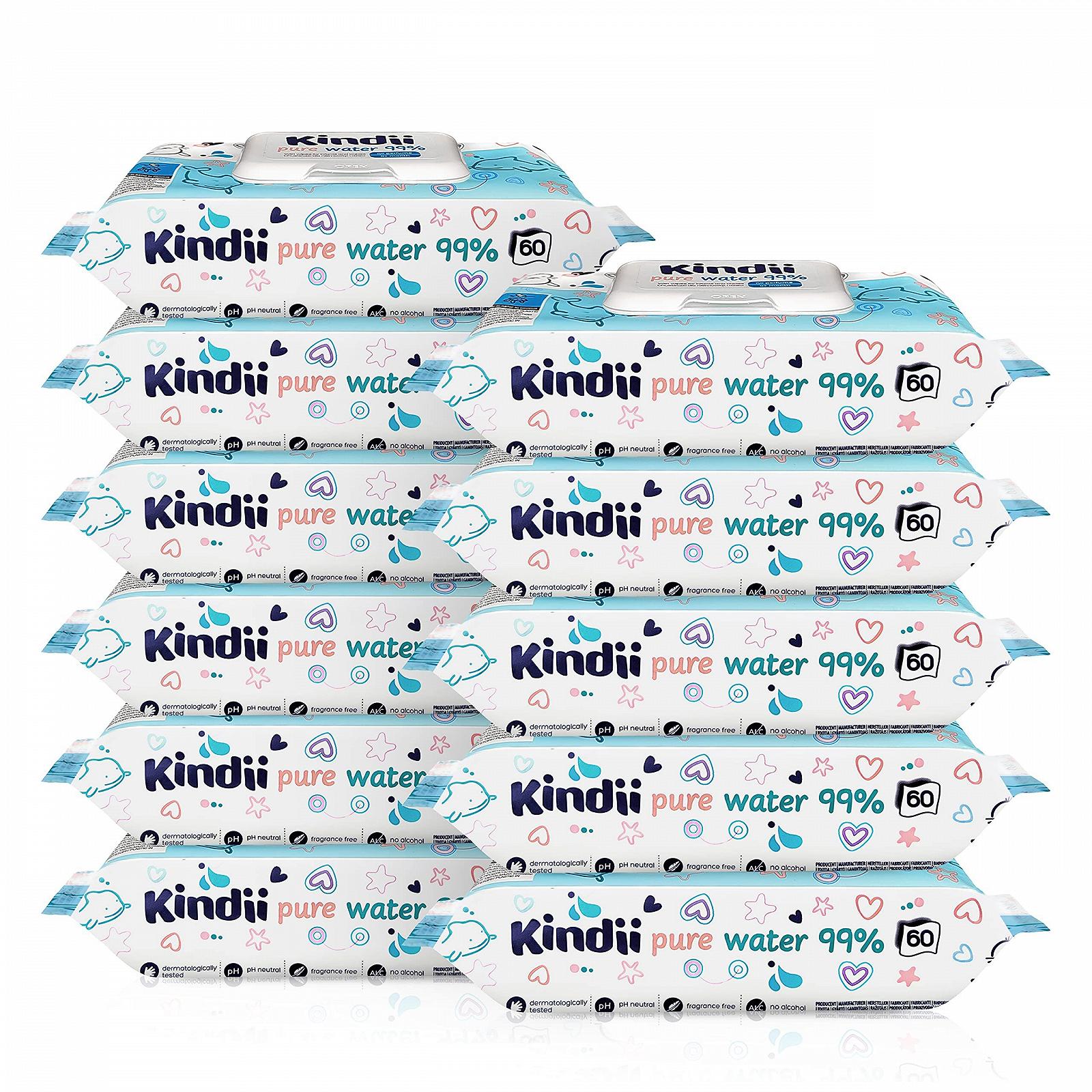 Серветки дитячі Kindii Pure Water 99% 720 штук, фото №1