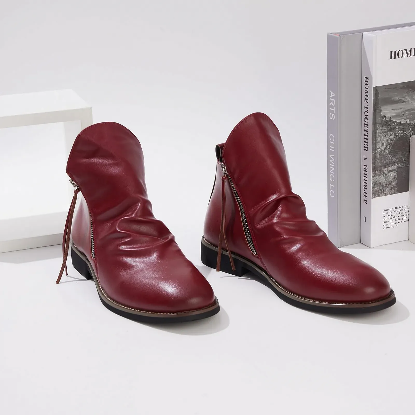 Челсі Remxi Чоловічі Шкіряні Чоботи з Подвійною Бічною Блискавкою Нековзні Чоботи, фото №3 Челсі Remxi Чоловічі Шкіряні Чоботи з Подвійною Бічною Блискавкою Нековзні Чоботи, фото №3