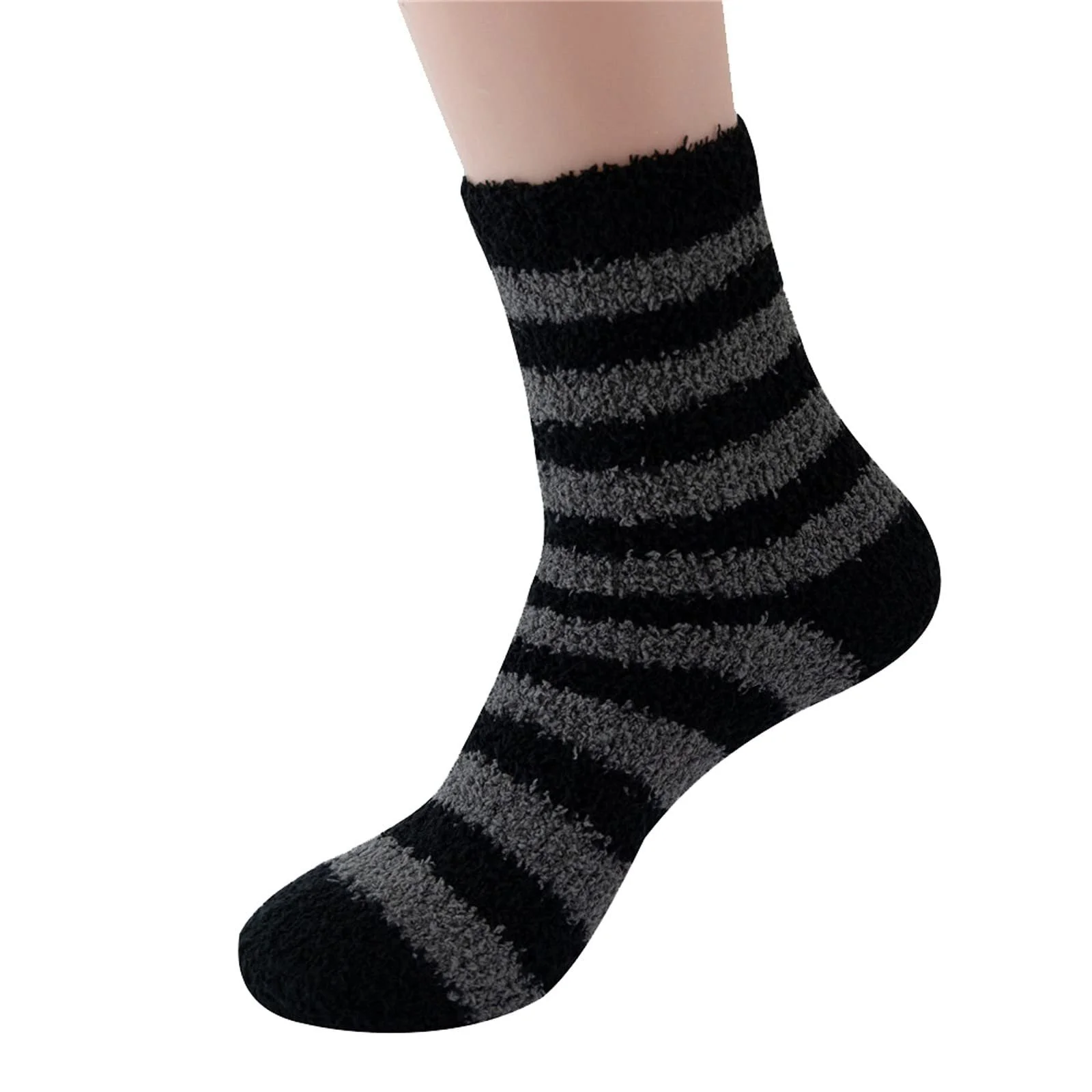 Літні шкарпетки Winter Stripe Coral Velvet Warm Home Sleeping Striped Ankle Дихаючі, фото №1