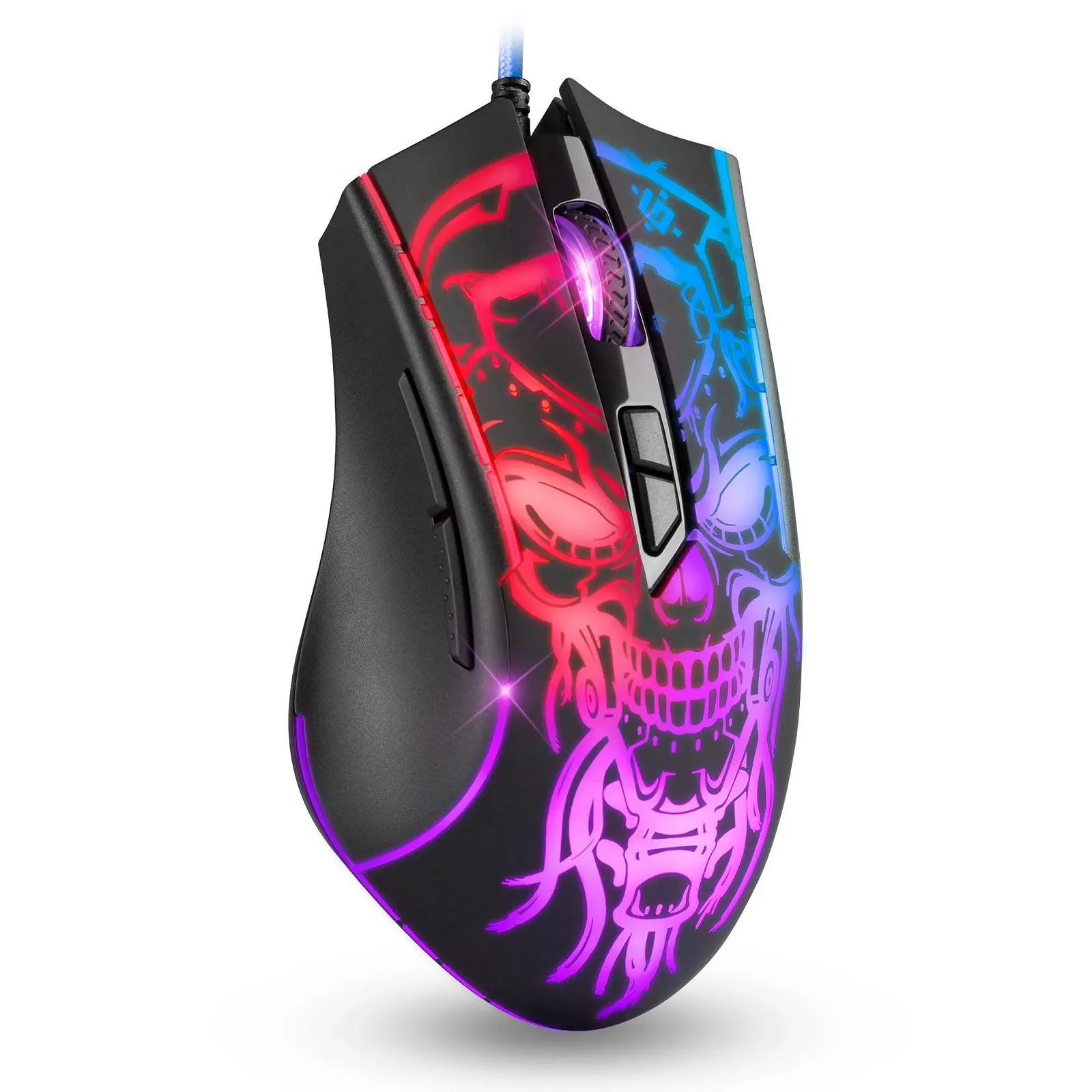 Миша ігрова Defender Bulletstorm GM-928 дротова, ергономічна, з оптичним сенсором, 7 кнопок, 4 режими DPI, багатокольорове підсвічування, Soft Touch корпус, чорна, фото №1