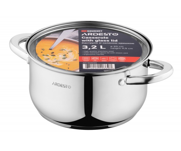 ARDESTO Каструля Gemini Gourmet скляна кришка 3.2 л нержавіюча сталь, фото №4