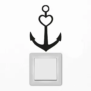 Настінна наклейка ilka Parey Wandtattoo-welt Anchor Place Heart M2341 Якір Морський дизайн Чорний - Фото 1