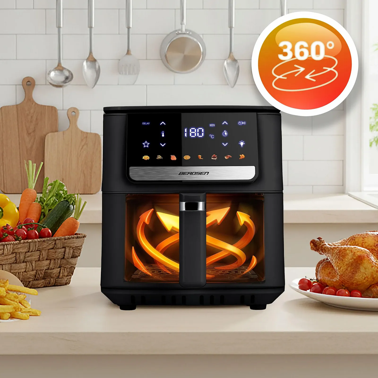 Мультипіч Berdsen 6.5 L 1700 W 8 програм Сенсорний екран Чорна, фото №3 Мультипіч Berdsen 6.5 L 1700 W 8 програм Сенсорний екран Чорна, фото №3